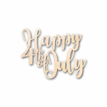 Load image into Gallery viewer, Happy 4th of July Unfinished Wood Cutout DIY handmade Craft

