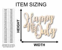Load image into Gallery viewer, Happy 4th of July Unfinished Wood Cutout DIY handmade Craft
