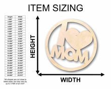 Load image into Gallery viewer, Mother&#39;s Day Craft Unfinished Wood Cutout &quot;I Heart Mom&quot; Round Circle DIY handmade Gift

