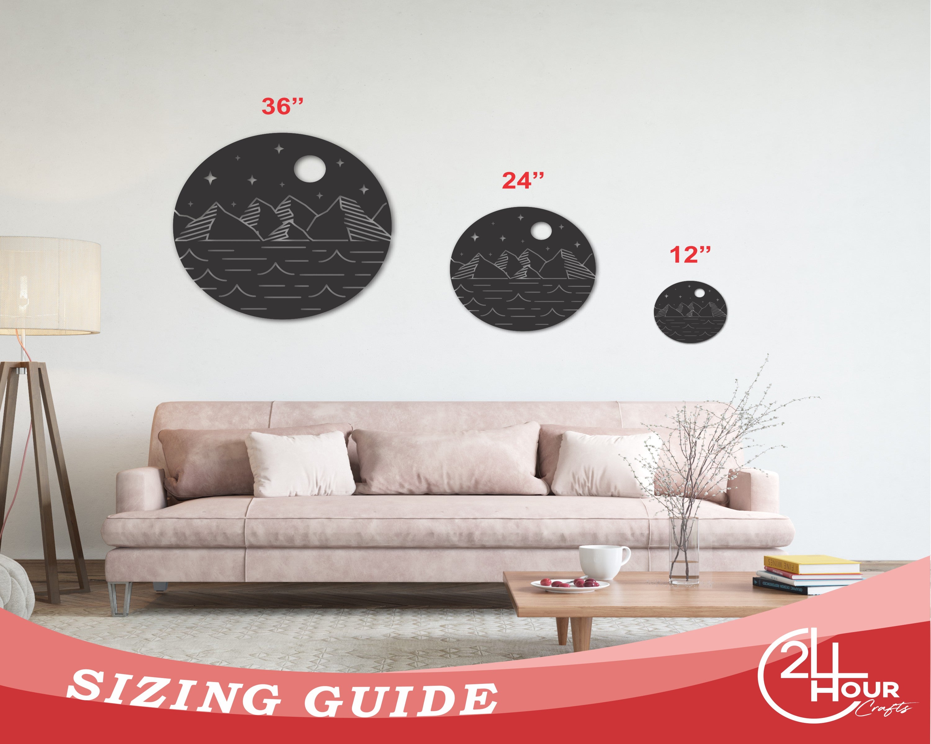 Metal Moon Lake Mountains Wall Art