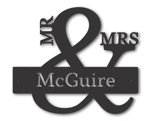 Metal Mr Mrs Personalized Wall Art | Custom Metal Mr Mrs Wall Decor | Custom Wedding Plaque |