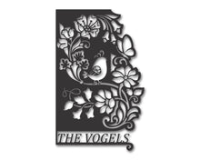 Load image into Gallery viewer, Metal Floral Bird Sign Personalized Wall Art
