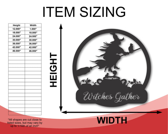 Personalized Metal Flying Witch Sign | 14 Color Options