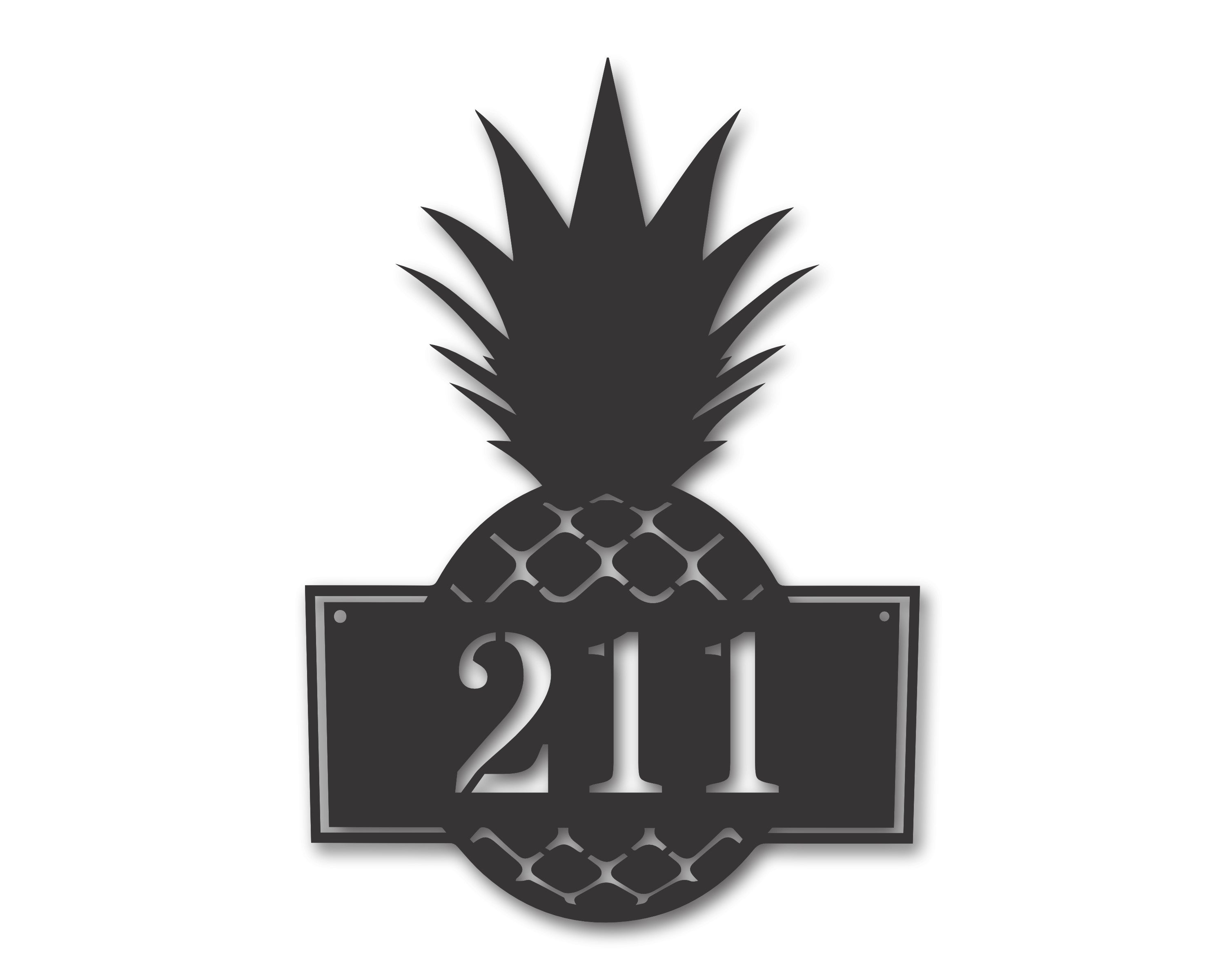 Metal Pineapple House Numbers Wall Art