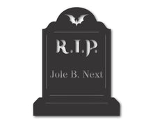 Load image into Gallery viewer, Metal Custom Halloween Headstone Sign | Custom Headstone Plaque | 15 Color Options
