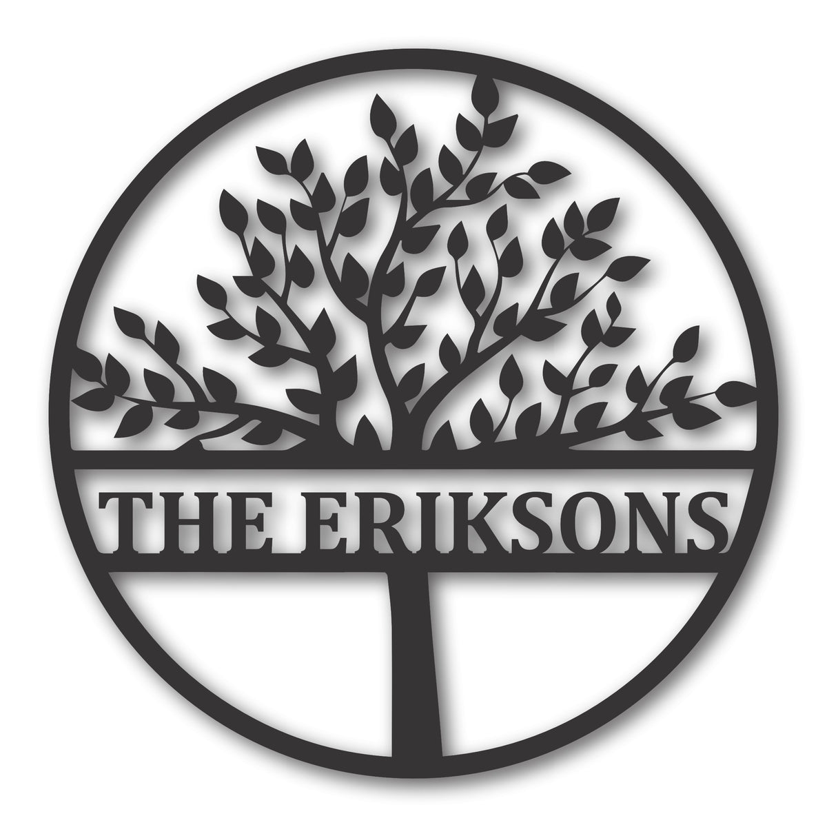 Custom Metal Split Tree Monogram | Personalized Family Name Wall Art ...