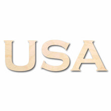 Load image into Gallery viewer, USA Block Letters Craft Unfinished Wood Cutout Font DIY handmade Gift
