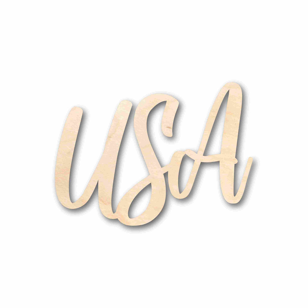 USA Script Letters Craft Unfinished Wood Cutout Font DIY handmade Gift