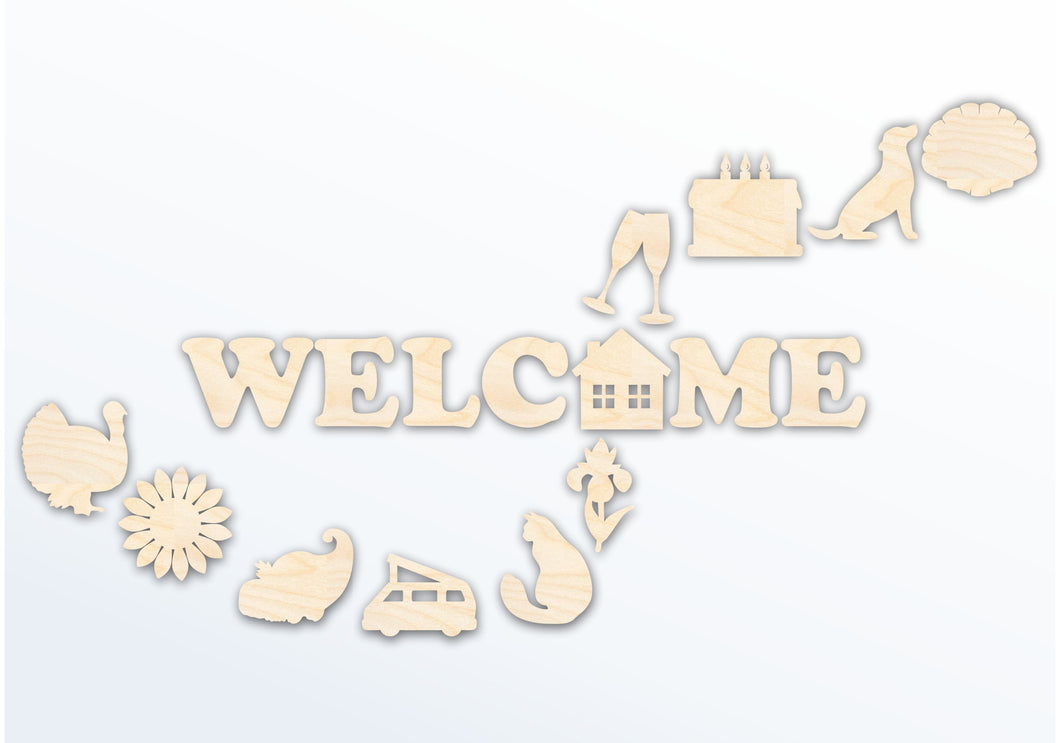 Unfinished Wood Interchangeable Welcome Craft Set - up to 60