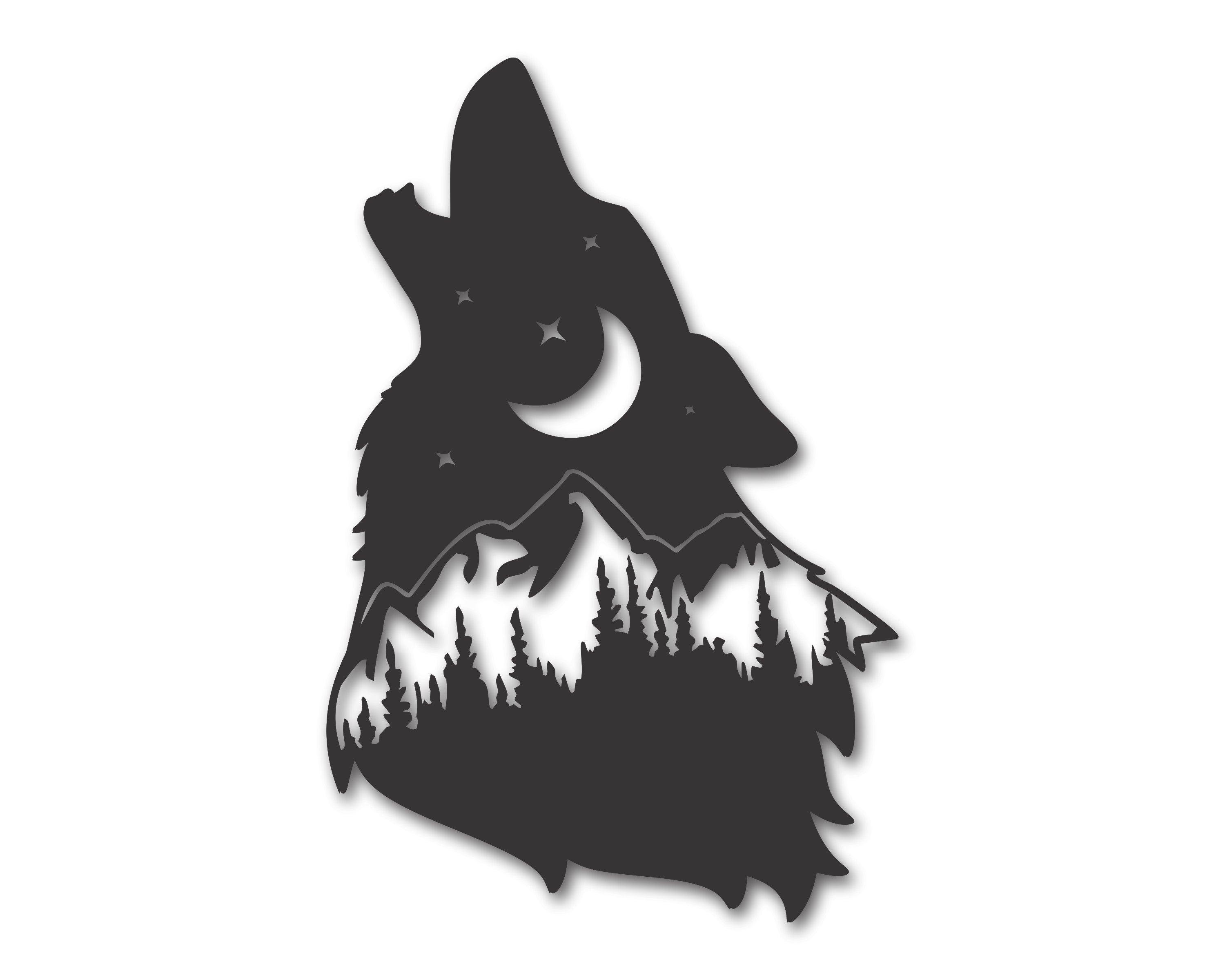 Metal Wolf Mountain Landscape Wall Art