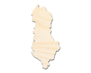 Unfinished Wood Albania Country Shape - Southeast Europe Craft - up to 36" DIY