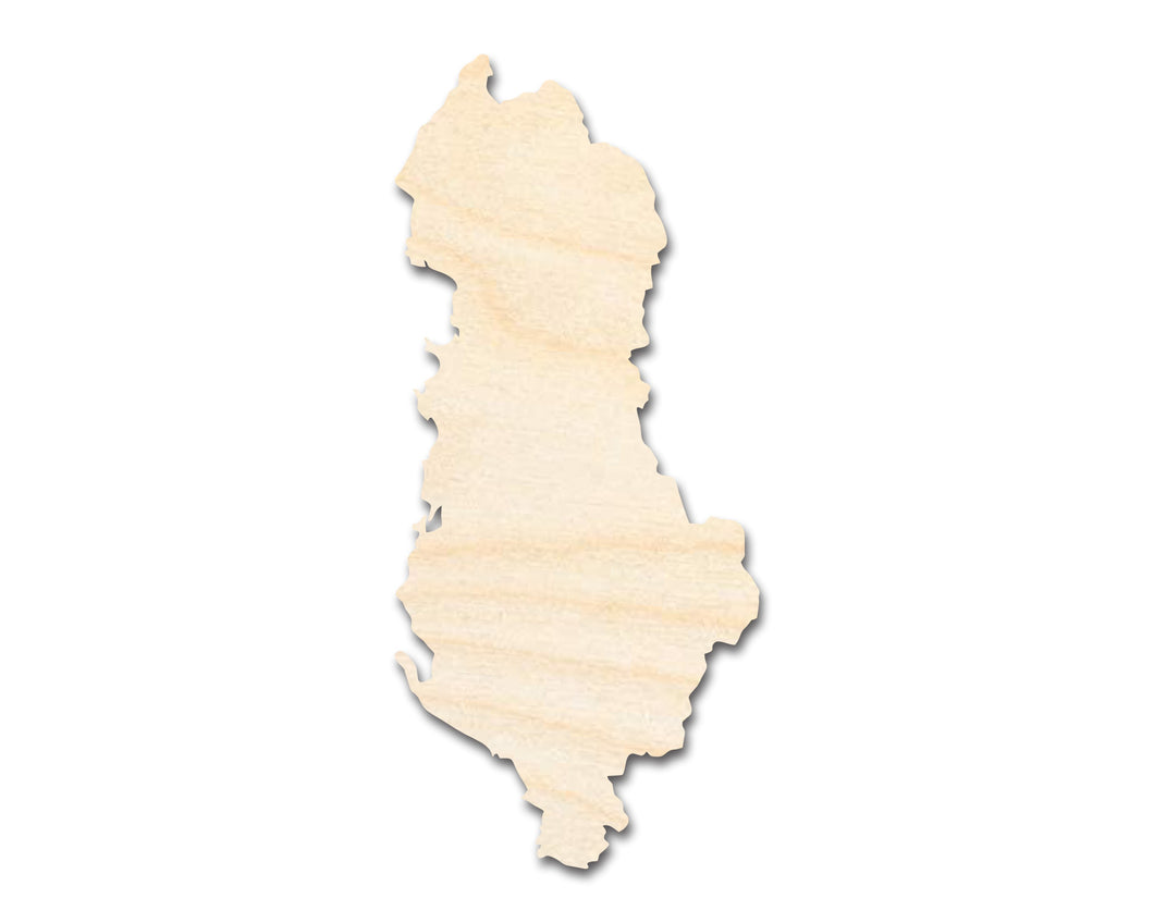 Unfinished Wood Albania Country Shape - Southeast Europe Craft - up to 36