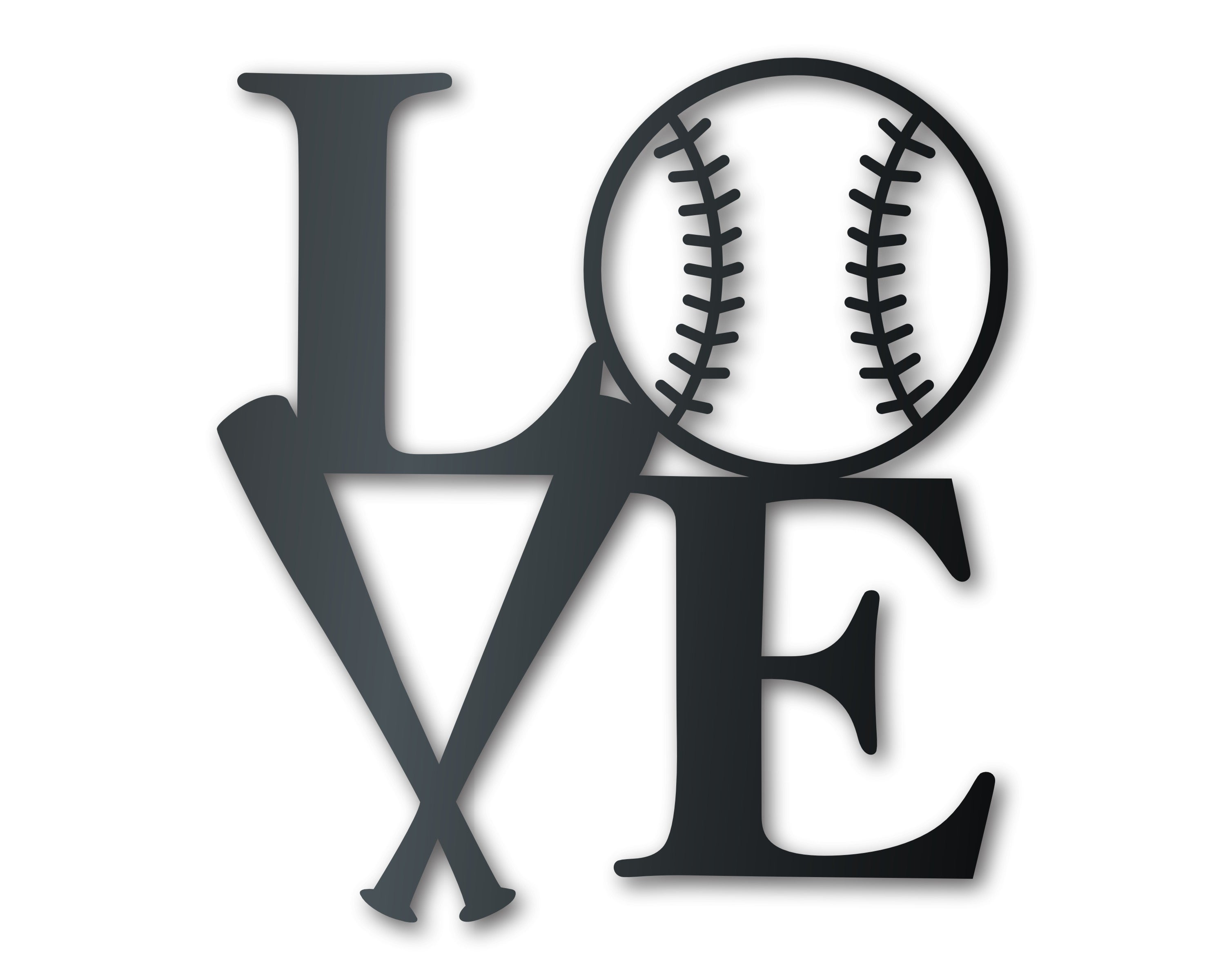 Metal Baseball Love Wall Art - Metal Sports Sign - 14 Color Options