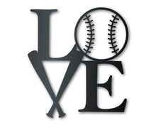 Load image into Gallery viewer, Metal Baseball Love Wall Art - Metal Sports Sign - 14 Color Options
