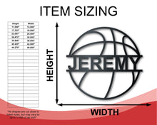 Load image into Gallery viewer, Custom Metal Basketball Monogram Wall Art - Metal Sports Sign - 14 Color Options
