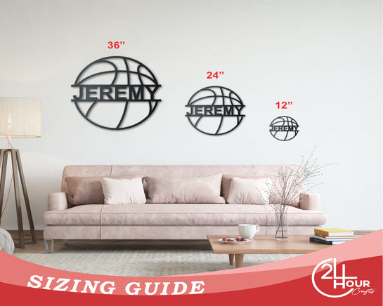 Custom Metal Basketball Monogram Wall Art - Metal Sports Sign - 14 Color Options