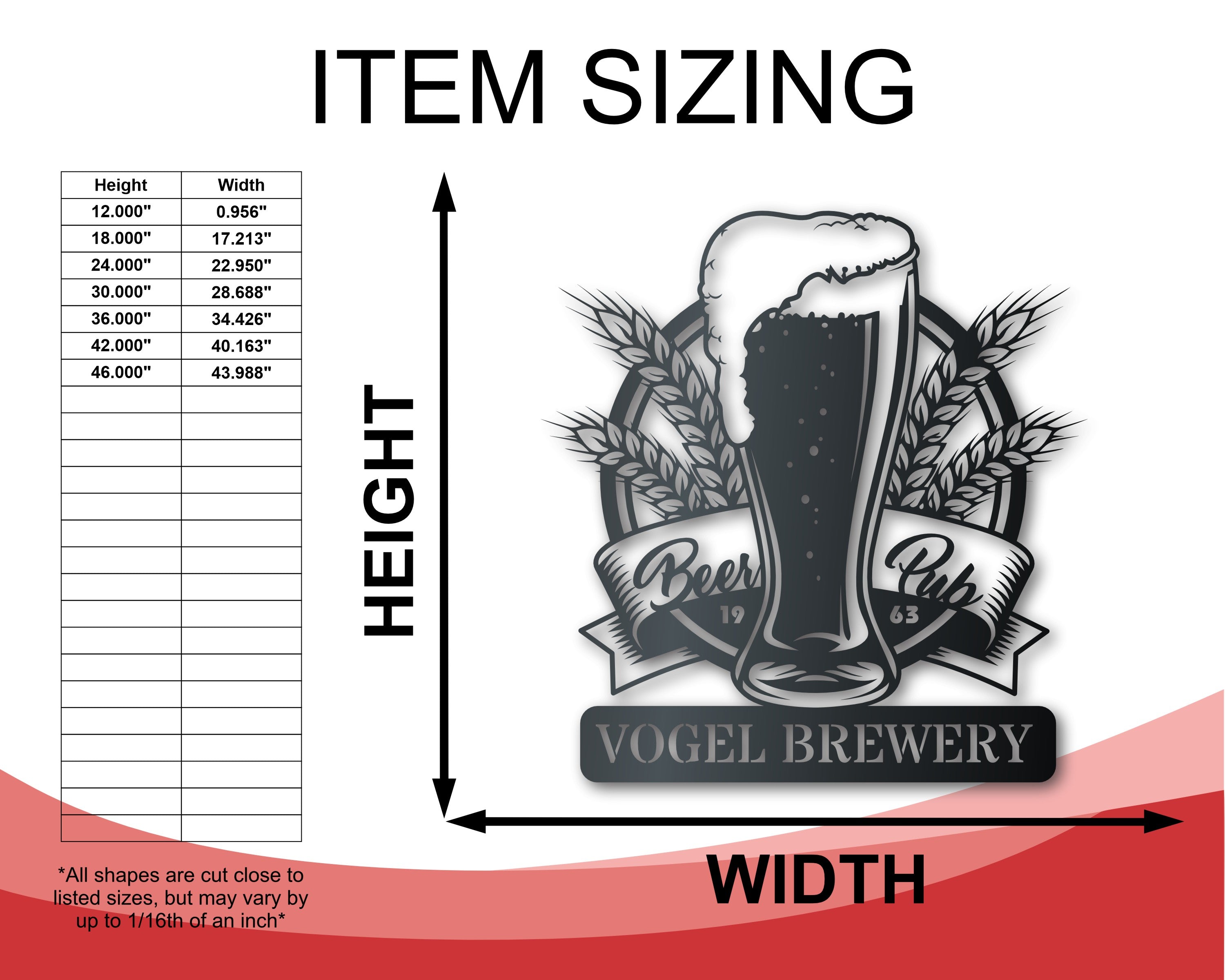 Custom Metal Beer Wall Art - Personalized Craft Brewing Metal Sign - 14 Color Options