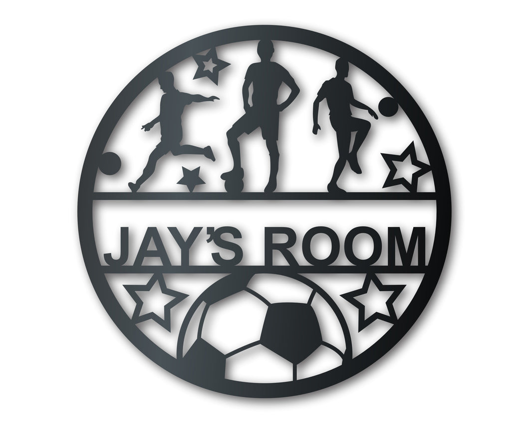 Custom Metal Boys Soccer Monogram Wall Art - Metal Sports Sign - 14 Color Options