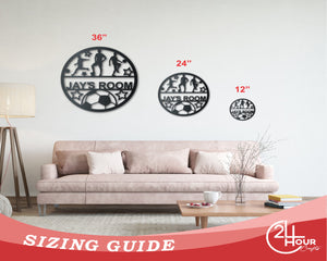 Custom Metal Boys Soccer Monogram Wall Art - Metal Sports Sign - 14 Color Options