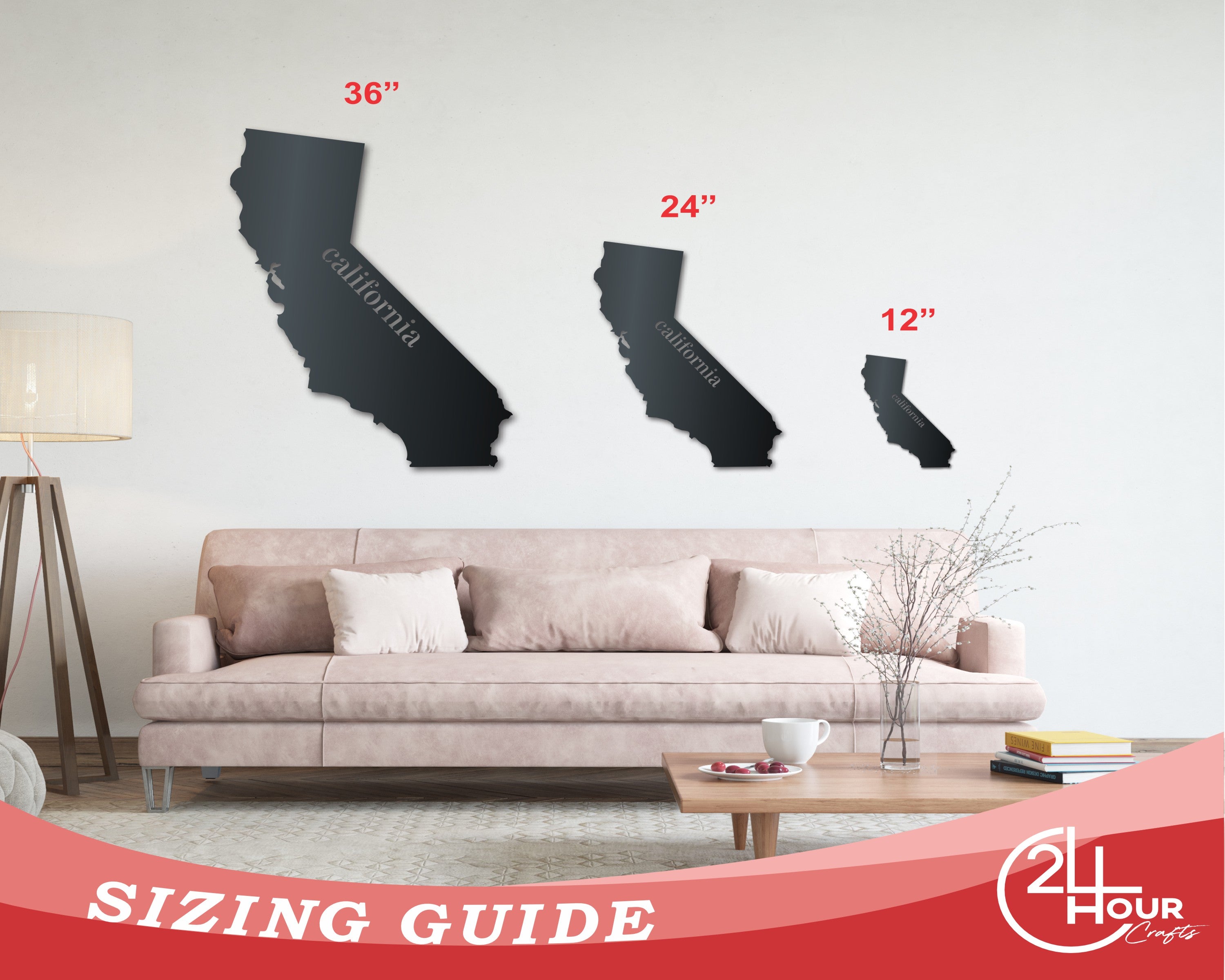 Metal California Wall Art - Custom Metal US State Sign - 14 Color Options