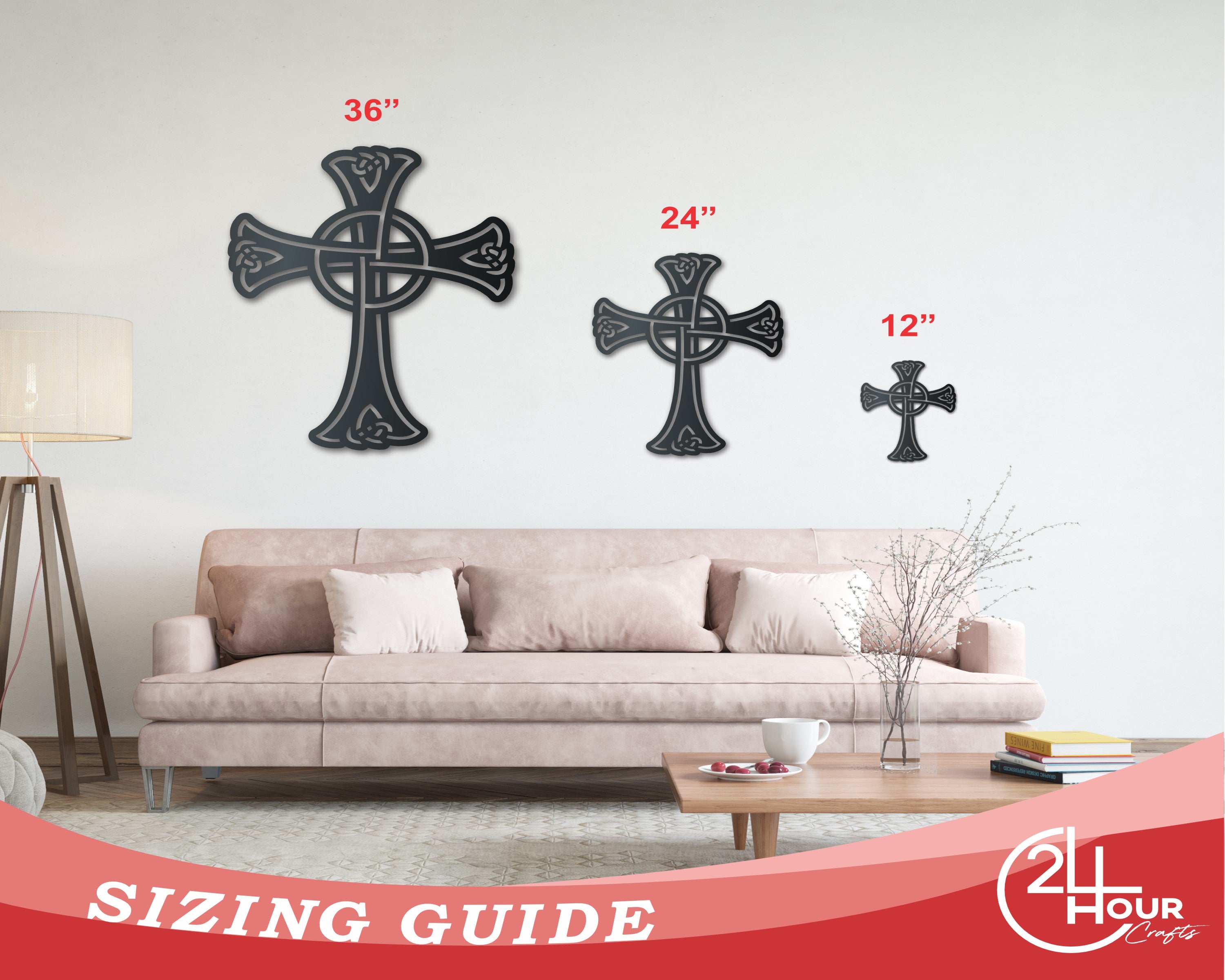 Metal Celtic Cross Wall Art - Metal Cross - 14 Color Options