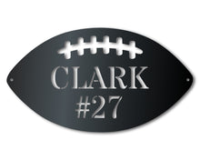 Load image into Gallery viewer, Custom Metal Football Wall Art - Metal Sports Sign - 14 Color Options
