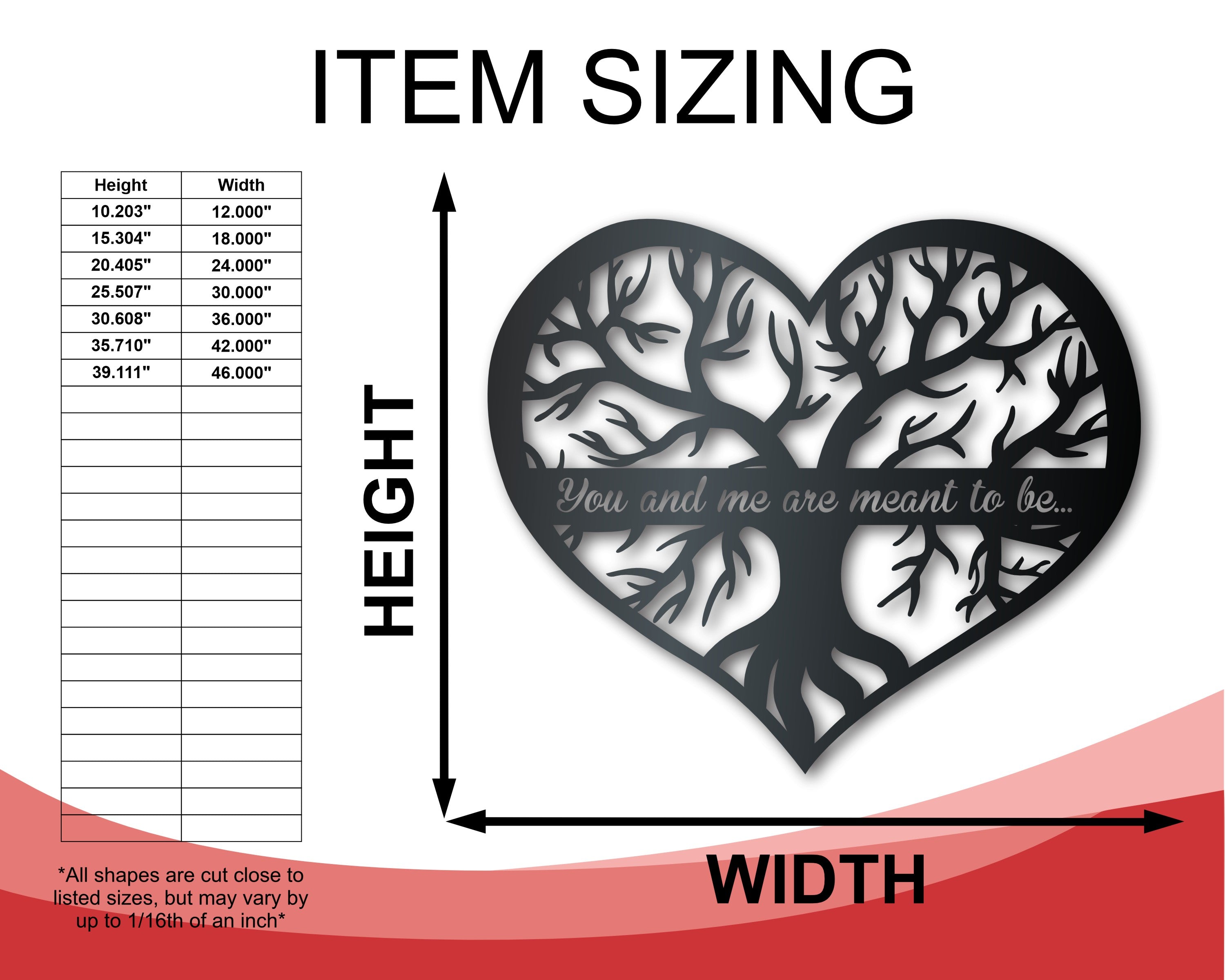 Custom Metal Heart Tree Wall Art - Metal Sign - 14 Color Options - Valentine's Day - Wedding - Anniversary