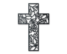 Load image into Gallery viewer, Metal Floral Cross Wall Art - 14 Color Options
