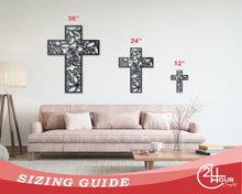 Load image into Gallery viewer, Metal Floral Cross Wall Art - 14 Color Options
