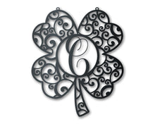 Load image into Gallery viewer, Metal Shamrock Family Monogram Wall Art - Metal St Patrick&#39;s Day Sign - 14 Color Options

