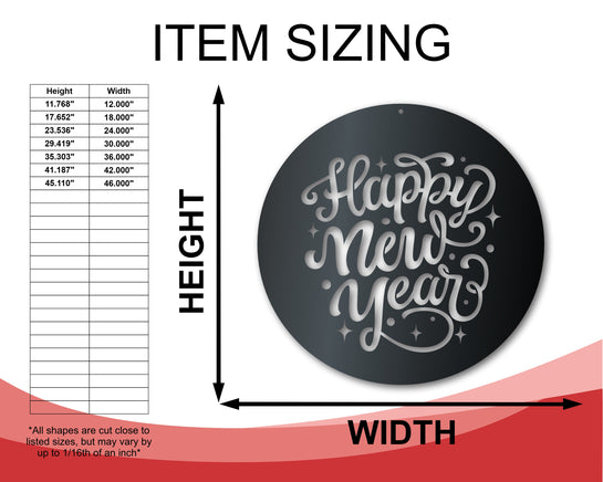 Metal Happy New Year Wall Art - Metal Sign - 14 Color Options