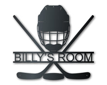 Load image into Gallery viewer, Custom Metal Hockey Wall Art - Metal Sports Sign - 14 Color Options
