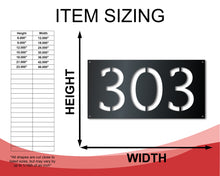 Load image into Gallery viewer, Custom Metal House Number Stencil Wall Art - Custom House Numbers Vertical Horizontal - 14 Color Options
