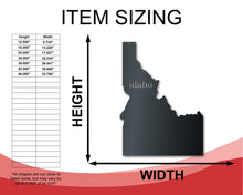 Load image into Gallery viewer, Metal Idaho Wall Art - Custom Metal US State Sign - 14 Color Options
