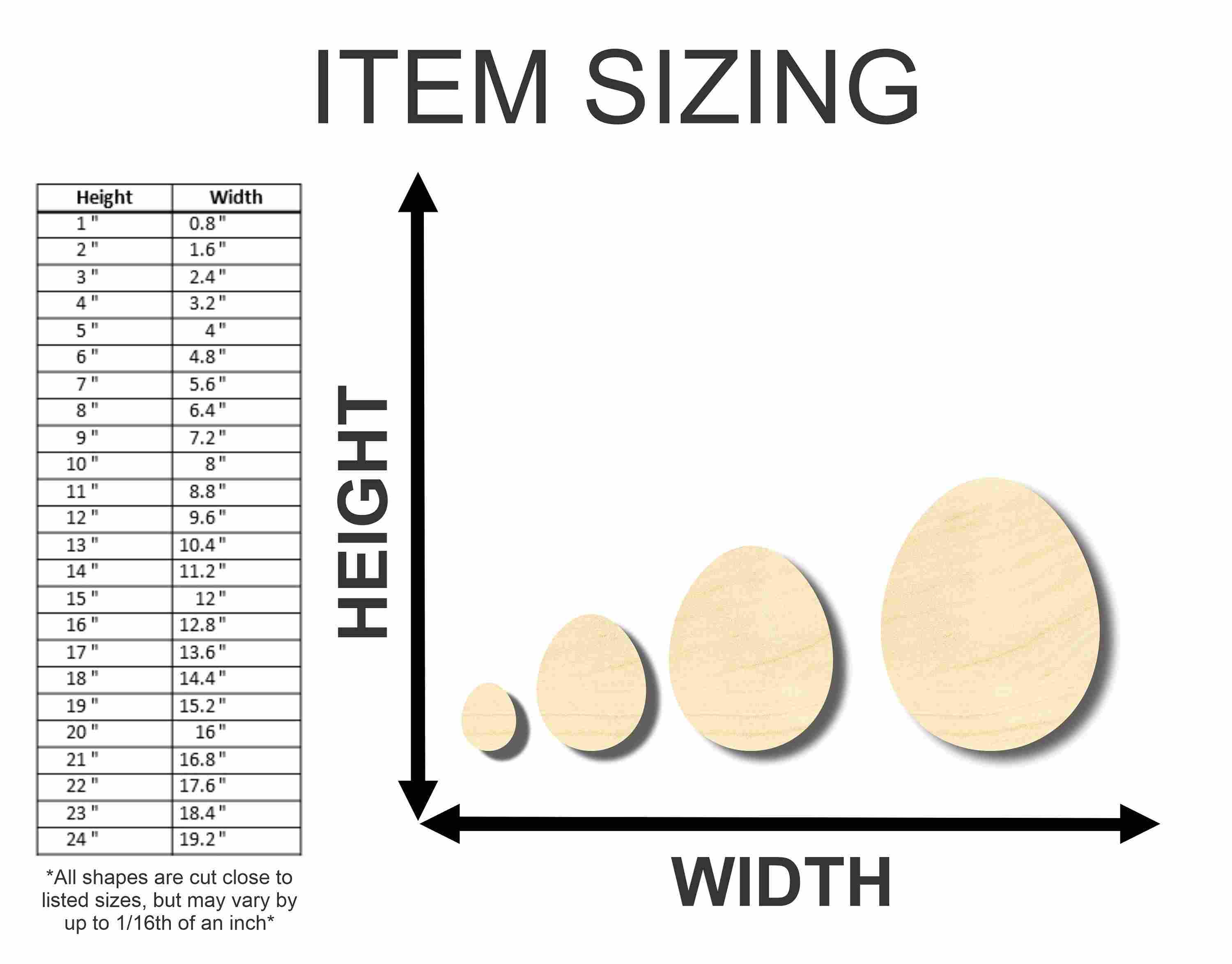 Unfinished Wooden Craft Easter Eggs up to 24"  DIY