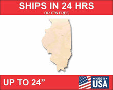Load image into Gallery viewer, Unfinished Wooden Illinois Shape - State - Craft - up to 24&quot;  DIY

