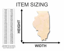 Load image into Gallery viewer, Unfinished Wooden Illinois Shape - State - Craft - up to 24&quot;  DIY
