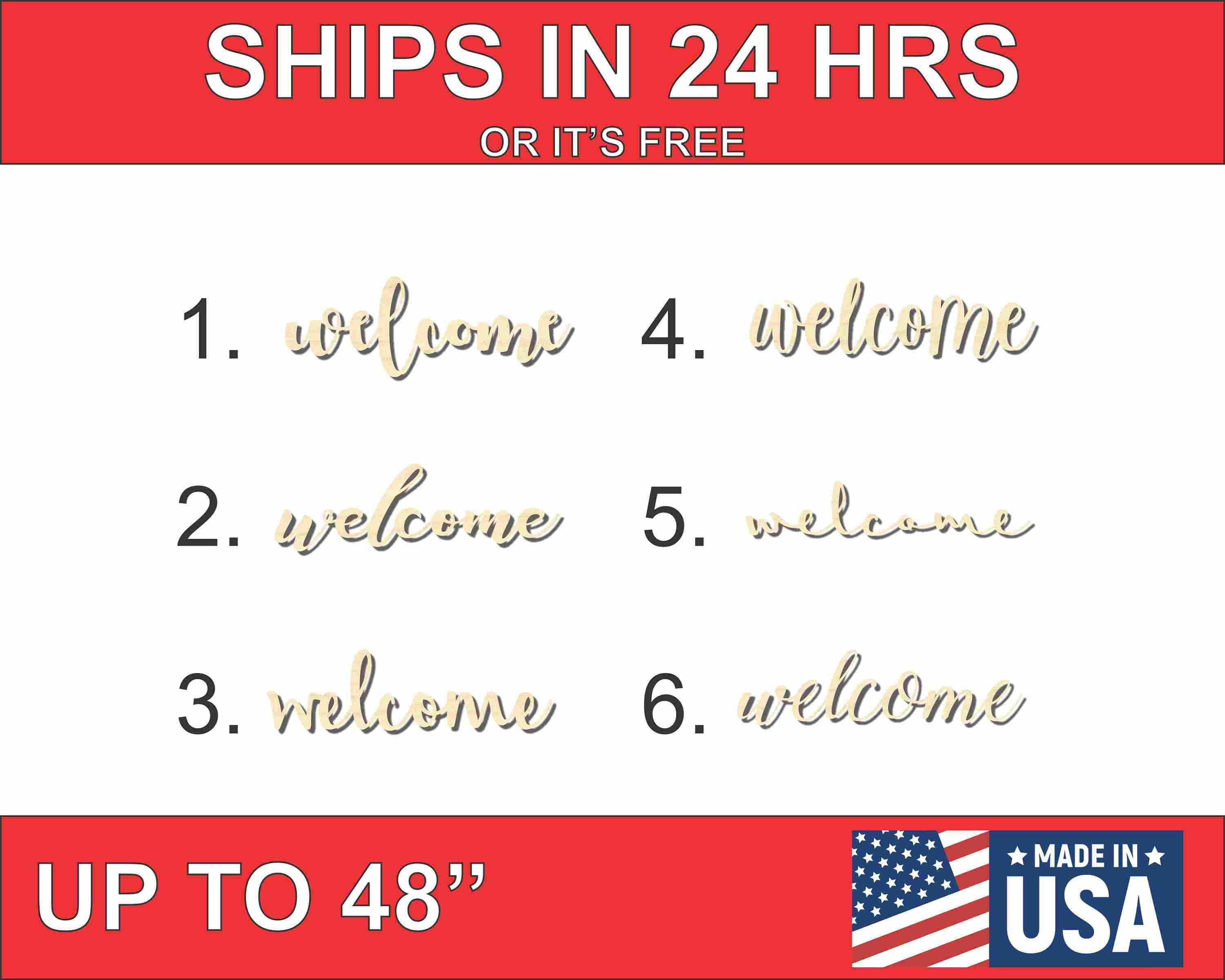 Unfinished Wooden Welcome Cutout up to 48&quot; Wide - Home Decor DIY