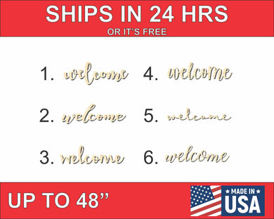 Unfinished Wooden Welcome Cutout up to 48" Wide - Home Decor DIY