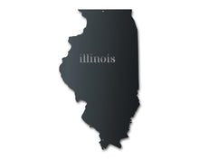 Load image into Gallery viewer, Metal Illinois Wall Art - Custom Metal US State Sign - 14 Color Options
