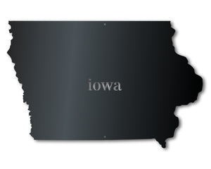 Metal Iowa Wall Art - Custom Metal US State Sign - 14 Color Options