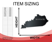 Load image into Gallery viewer, Metal Kentucky Wall Art - Custom Metal US State Sign - 14 Color Options
