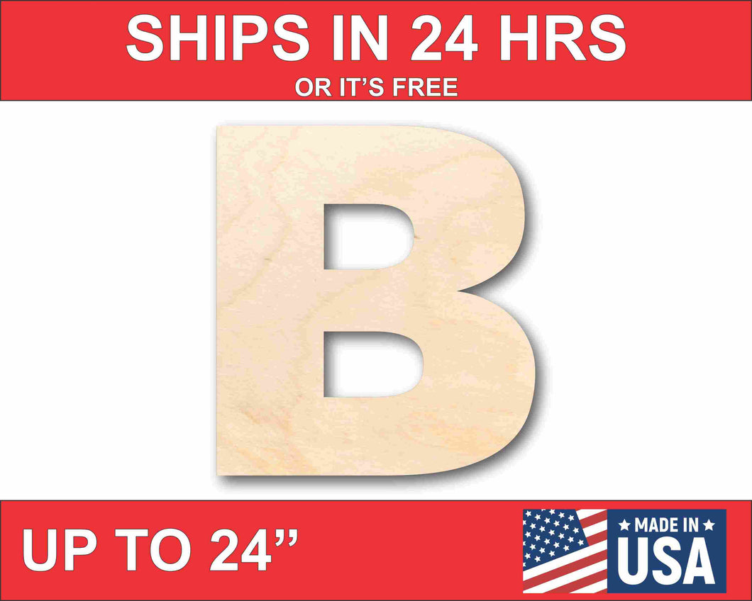 Unfinished Wood Block Letter B - Craft - up to 24