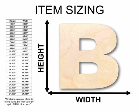 Unfinished Wood Block Letter B - Craft - up to 24" DIY