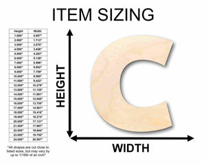 Unfinished Wood Block Letter C - Craft - up to 24" DIY