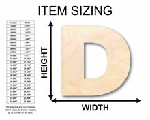 Load image into Gallery viewer, Unfinished Wood Block Letter D - Craft - up to 24&quot; DIY
