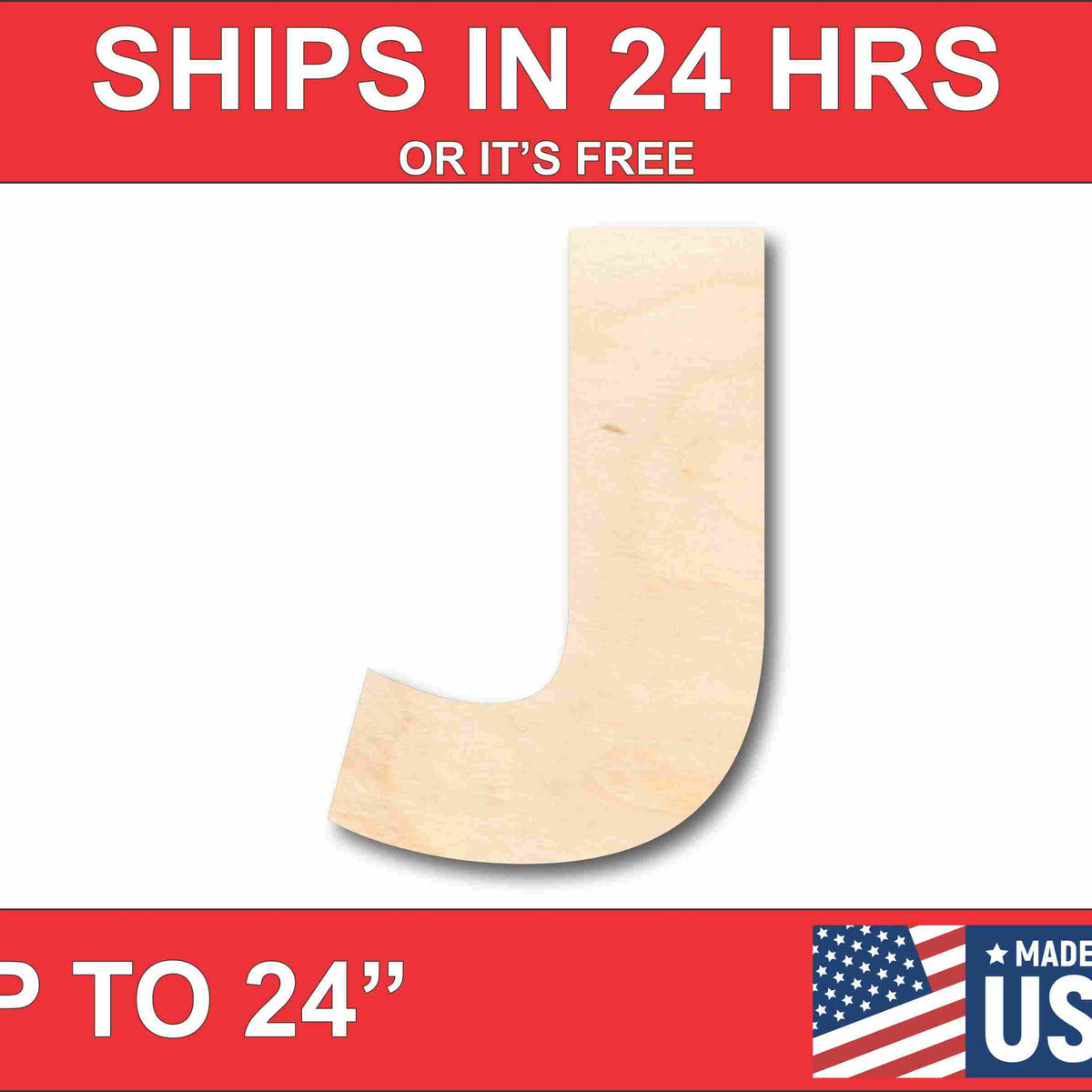 Unfinished Wood Block Letter J - Craft - up to 46