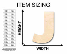 Load image into Gallery viewer, Unfinished Wood Block Letter J - Craft - up to 24&quot; DIY
