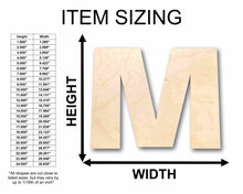 Load image into Gallery viewer, Unfinished Wood Block Letter M - Craft - up to 24&quot; DIY
