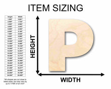 Load image into Gallery viewer, Unfinished Wood Block Letter P - Craft - up to 24&quot; DIY
